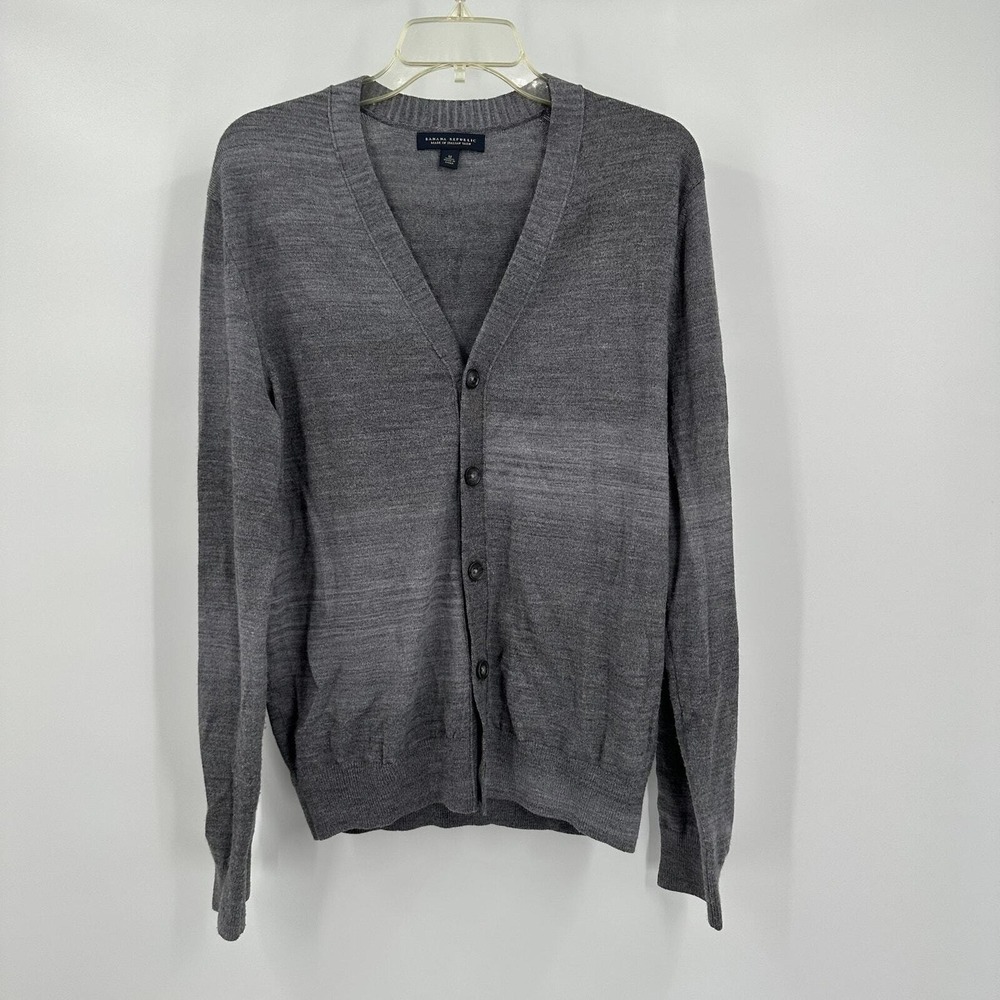 Banana Republic Mens Preppy Italian Merino Wool Cardigan Sweater Size M Grandpa